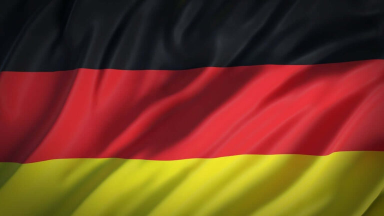 The image displays the flag of Germany, featuring three horizontal stripes in black, red, and gold.