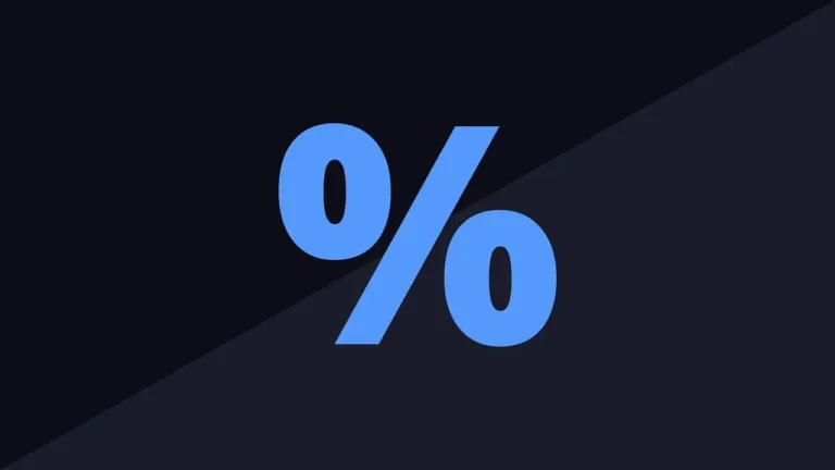 A white percentage sign centered on a solid black background