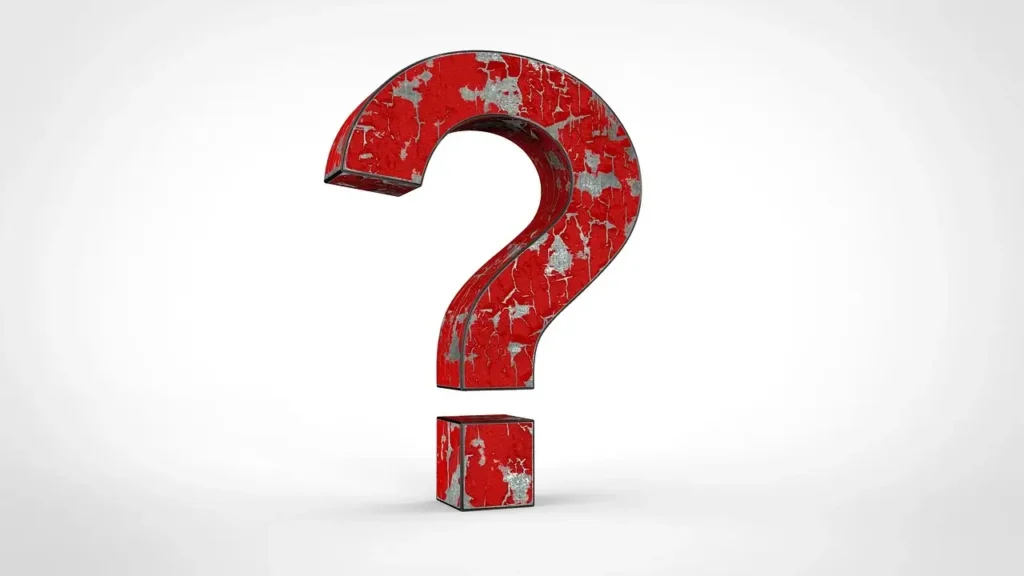 A red question mark centered on a plain white background.