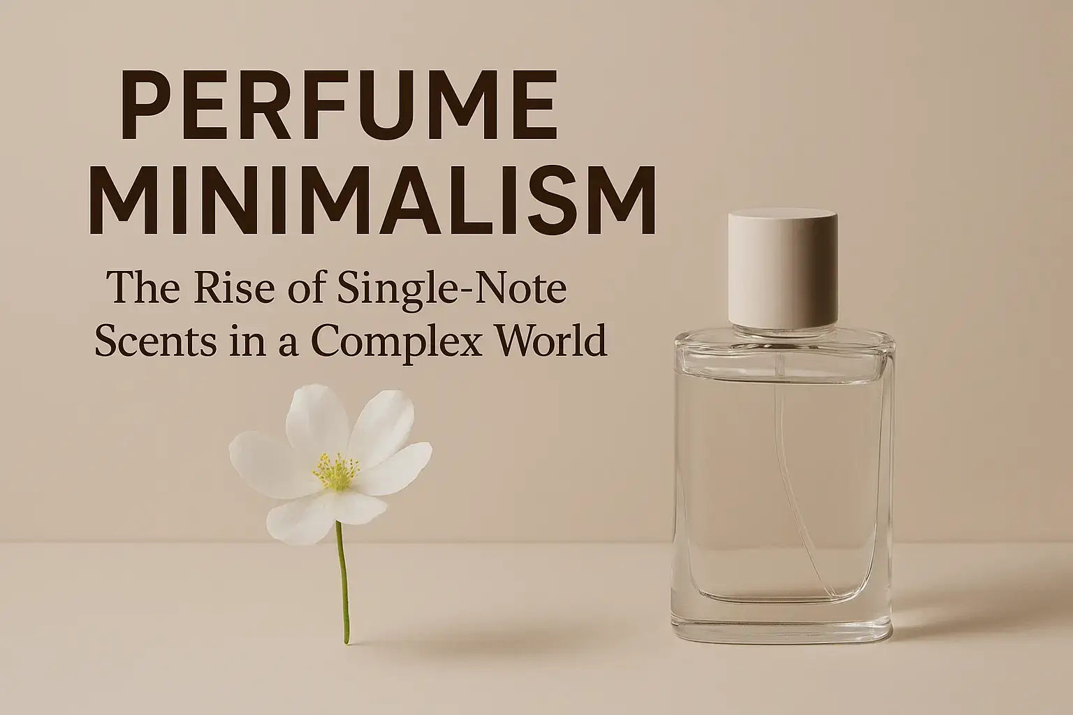 A minimalist perfume bottle symbolizes the trend of single-note scents in today's complex fragrance landscape