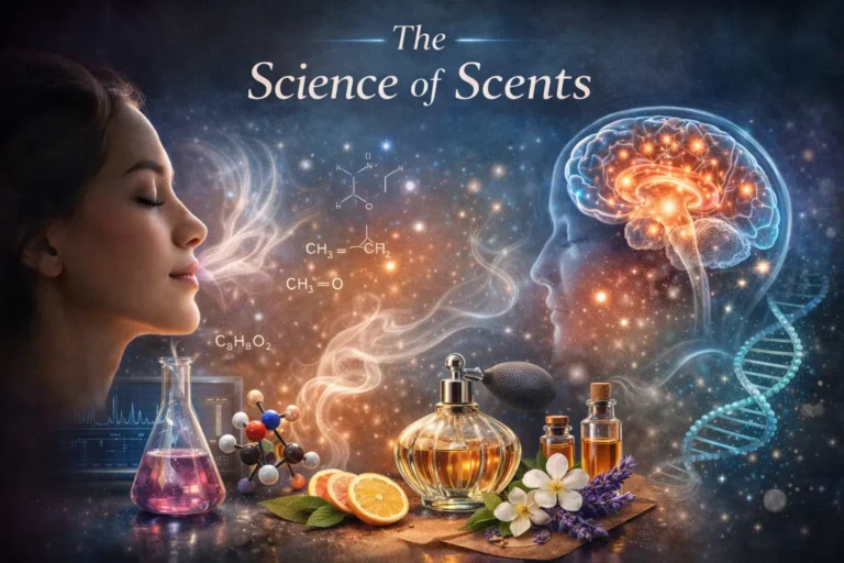 A close-up of various aromatic substances, illustrating the science of scents and their diverse properties