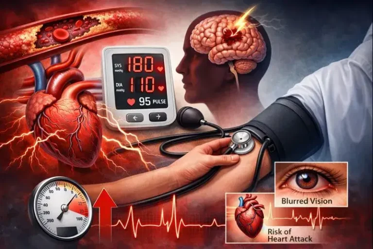 A person using a stethoscope to check their blood pressure, focusing on their health and well-being