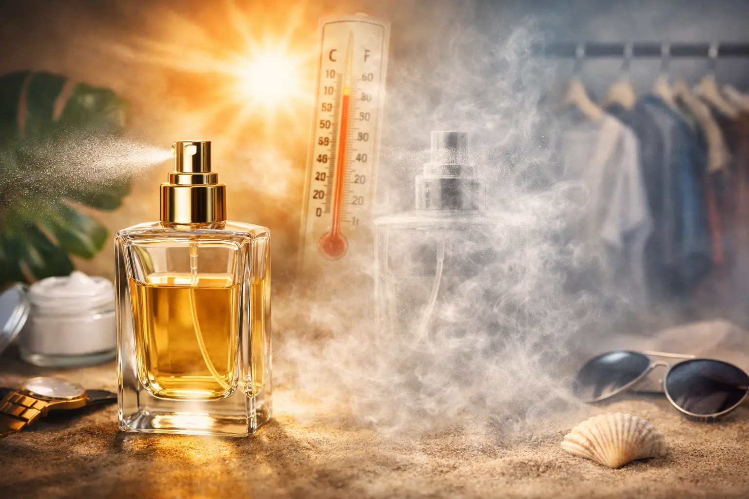 Woman experiencing nose fatigue while smelling perfume, illustrating olfactory fatigue where the brain stops noticing a fragrance after continuous exposure.