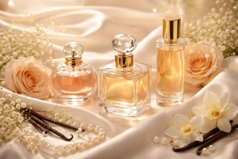 A soft and smooth perfume-inspired scene with gentle light diffusion, creamy textures, and a calming elegant atmosphere representing a balanced and refined fragrance experience