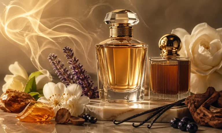 High-end perfume with smooth transitions between notes, showcasing refined blending and premium fragrance ingredients
