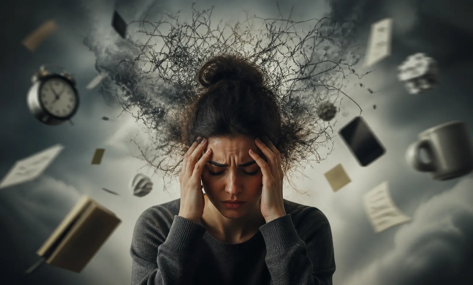 Man experiencing stress affecting how perfume smells due to changes in body chemistry and skin temperature