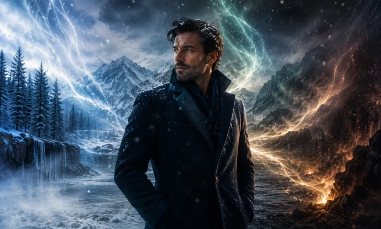 Best Dior Sauvage for winter cold weather fragrance guide with a stylish man in a snowy landscape and warm amber scent atmosphere