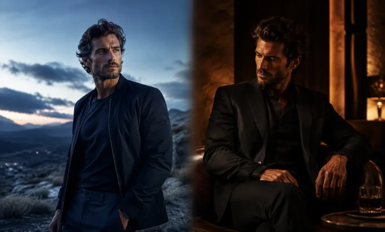 Dior Sauvage EDP vs Parfum comparison showing a fresh cool-toned everyday scent mood against a warm refined evening fragrance mood