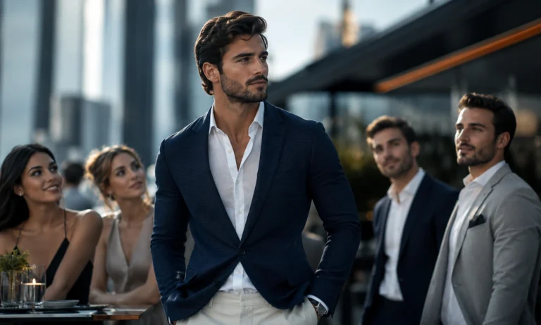 A confident stylish man receiving positive attention, representing which Dior Sauvage gets most compliments