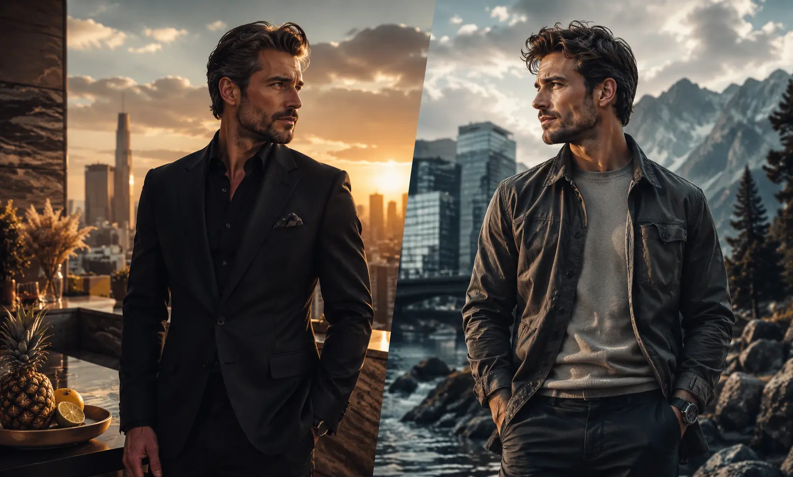 Creed Aventus vs Montblanc Explorer comparison represented by luxury sophistication and modern adventurous masculinity