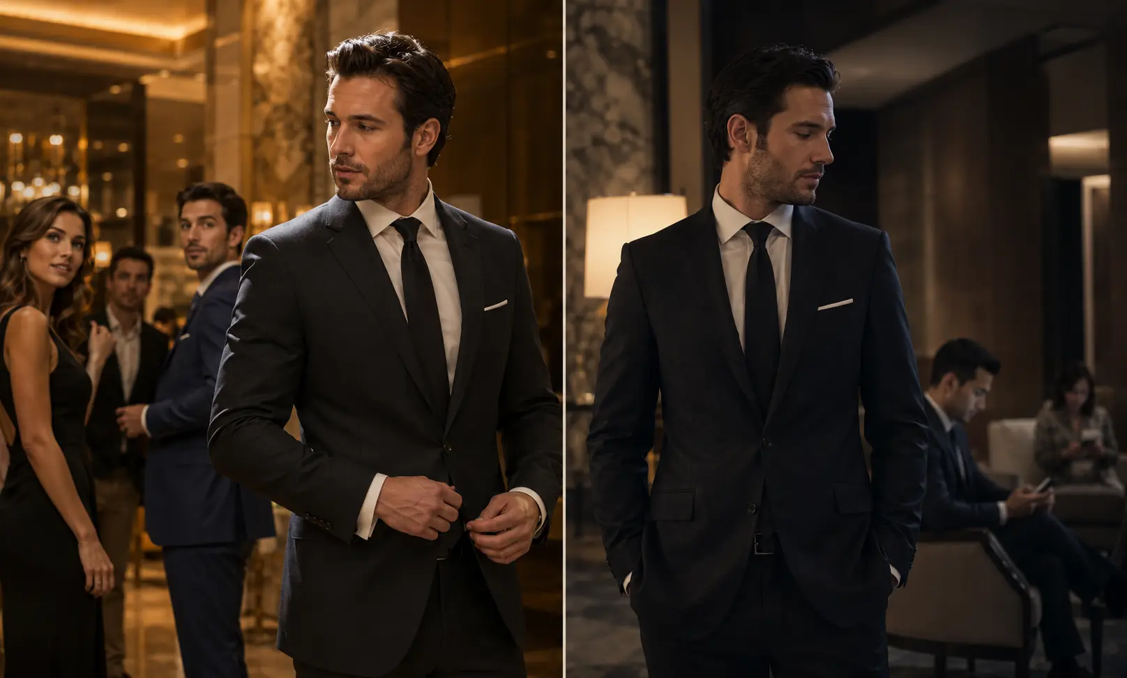 Modern Creed Aventus performance compared through a confident man receiving strong attention versus a weaker, more subtle presence