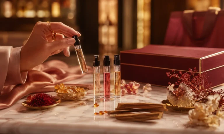 Luxury Baccarat Rouge 540 sample vials being compared before deciding whether to buy a full bottle