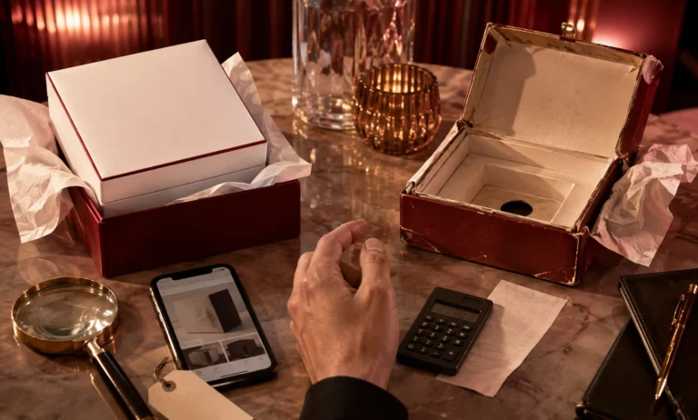 Luxury fragrance buyer comparing a new box with a used partial Baccarat Rouge 540 purchase to evaluate value, authenticity, and risk.