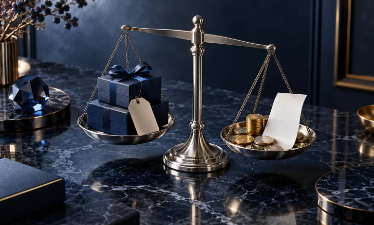 Elegant balance scale comparing luxury fragrance value and price for a smart Bleu de Chanel purchase
