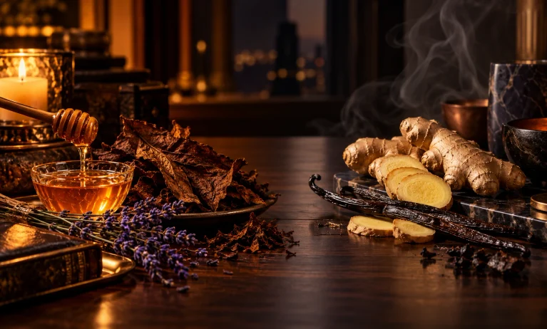 Honey, tobacco, lavender, ginger, vanilla, and woods representing Le Male Elixir vs Azzaro The Most Wanted Parfum