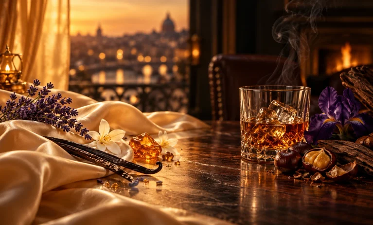 Le Male Elixir vs Givenchy Gentleman Réserve Privée shown through warm vanilla, lavender, whisky, chestnut, and iris notes