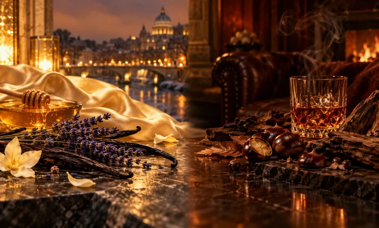 Warm honey, vanilla, lavender, rum, and chestnut notes representing Le Male Elixir versus Armani Stronger With You Absolutely